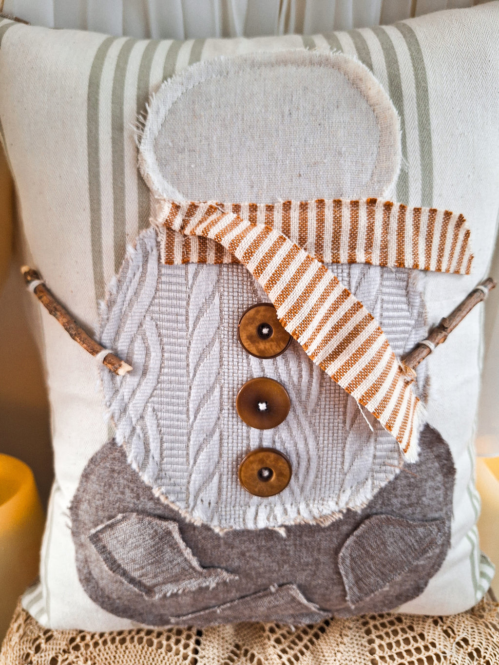 Coussin Bonhomme de Neige Rustique⛄