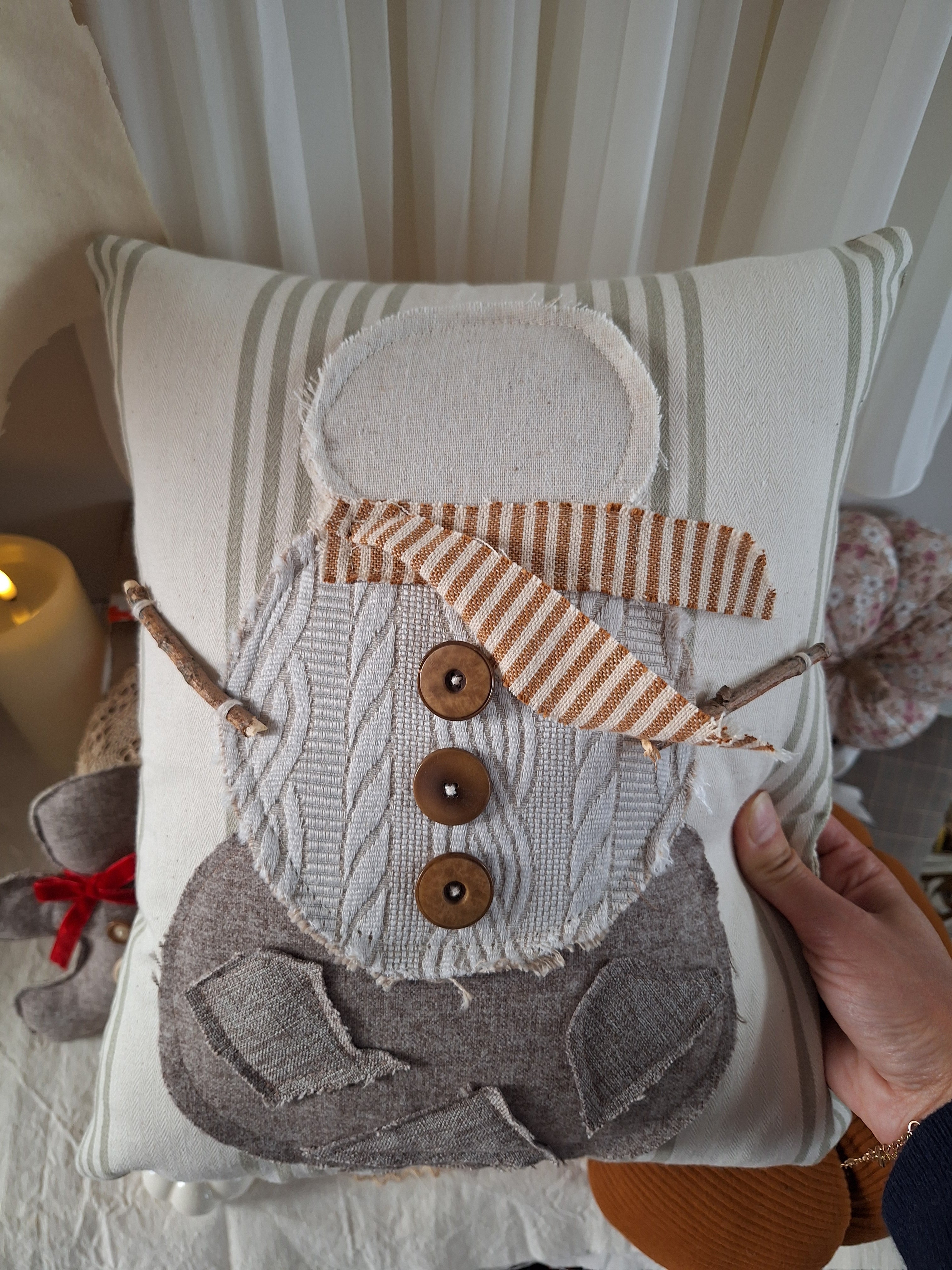 Coussin Bonhomme de Neige Rustique⛄