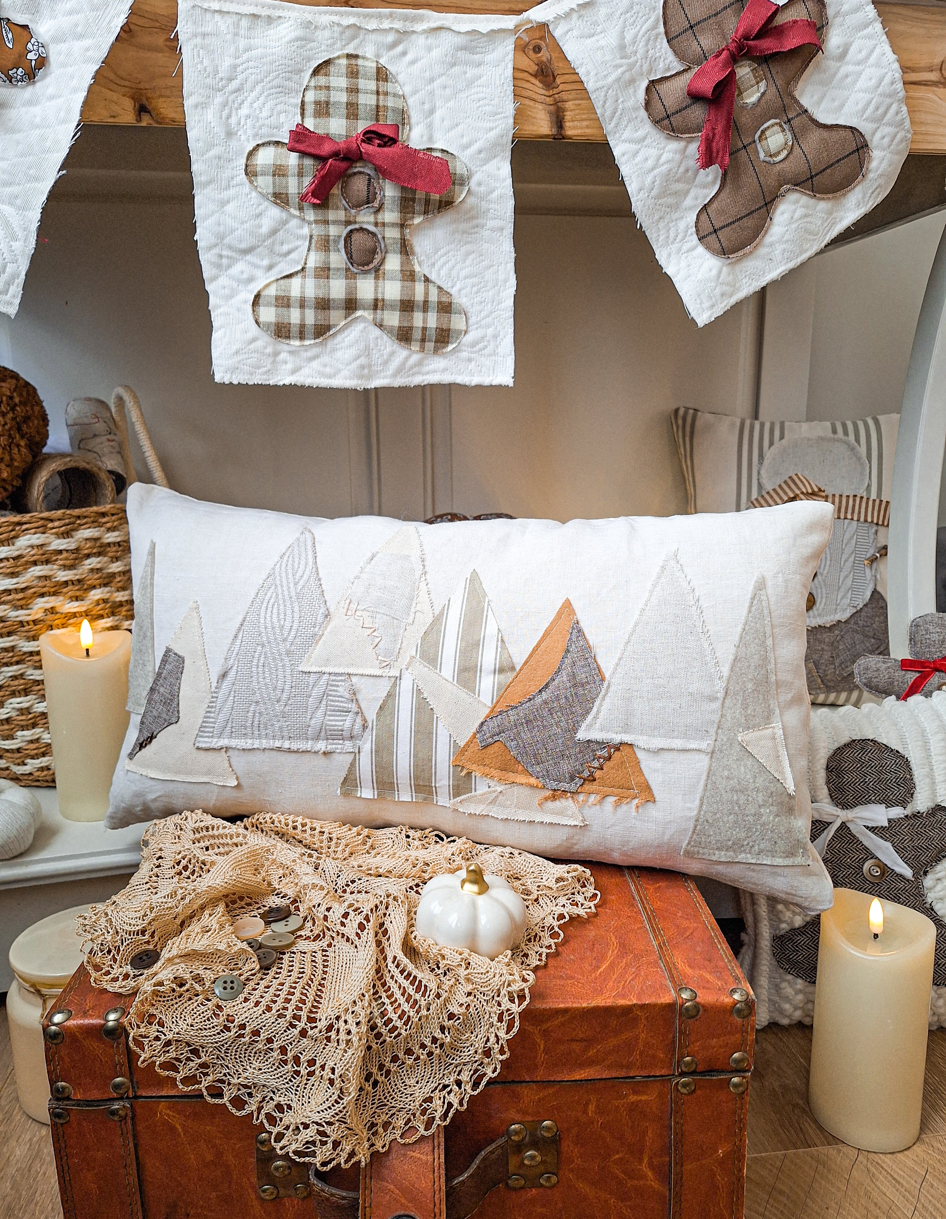 Coussin de Noël Sapins Rustiques 🎄