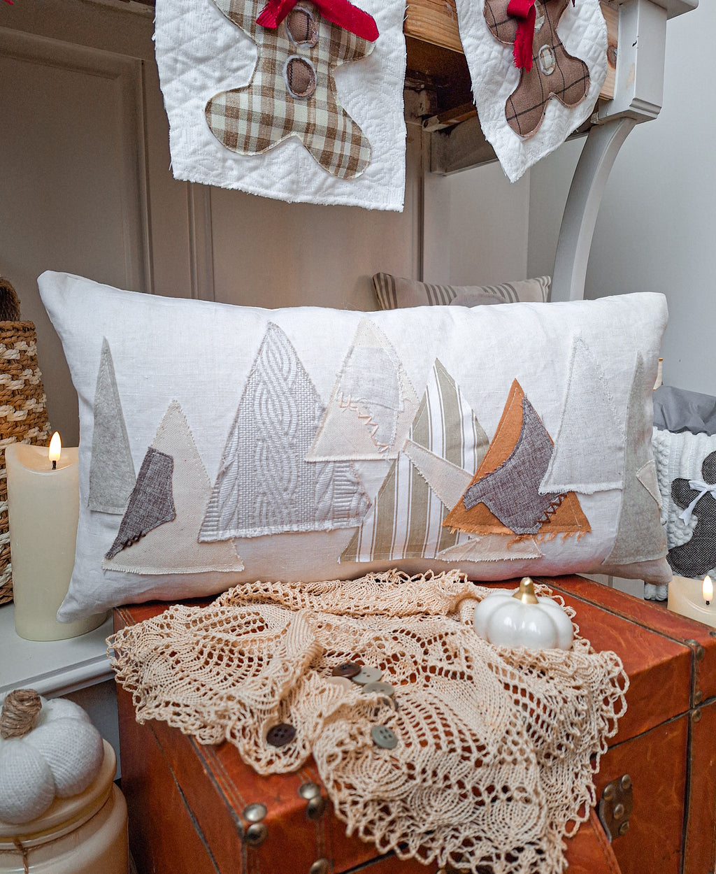 Coussin de Noël Sapins Rustiques 🎄