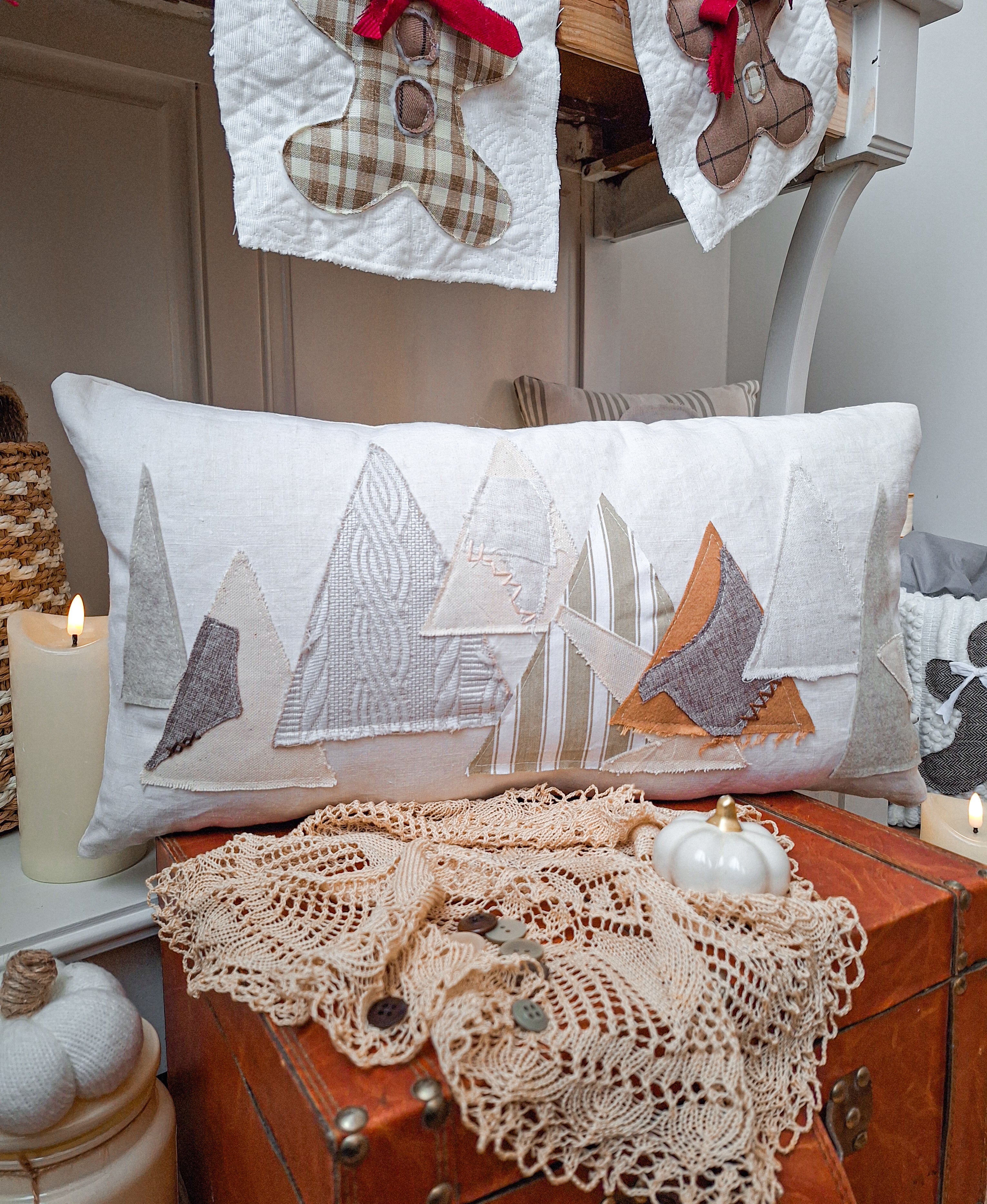 Coussin de Noël Sapins Rustiques 🎄